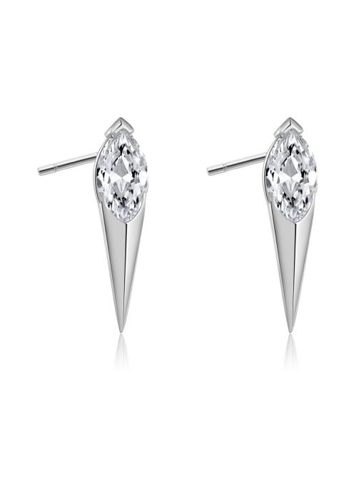 Platinum [White Stone] 925 Sterling Silver Cubic Zirconia Geometric Trend Stud Earring